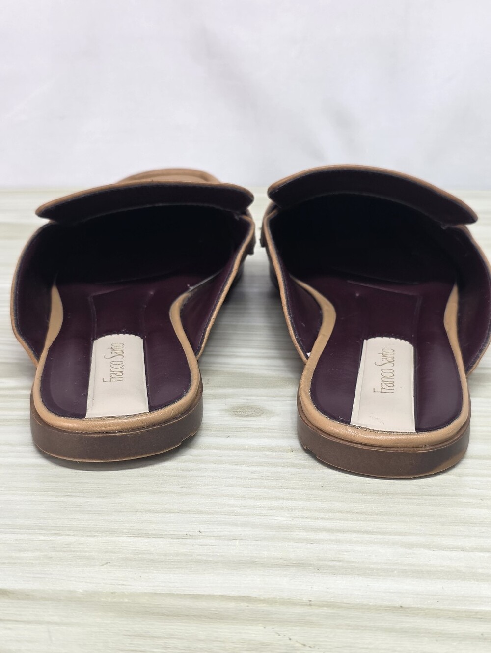 Franco Sarto Tan Leather Backless Penny Mules - Picture 6 of 9